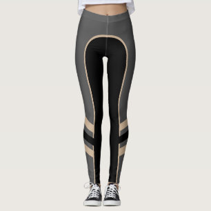 Leggings Leggencias de la banda lateral dorada/platinum/neg