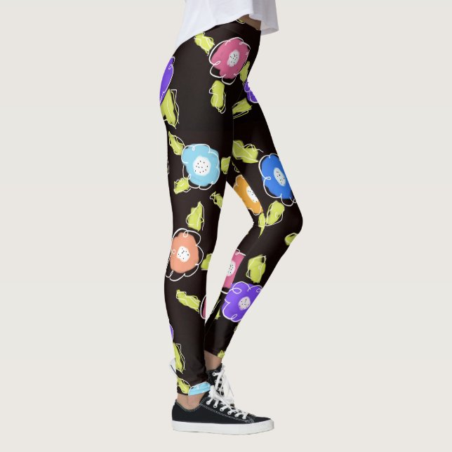 Leggings Leggencias de las damas floridas brillantes (Derecha)