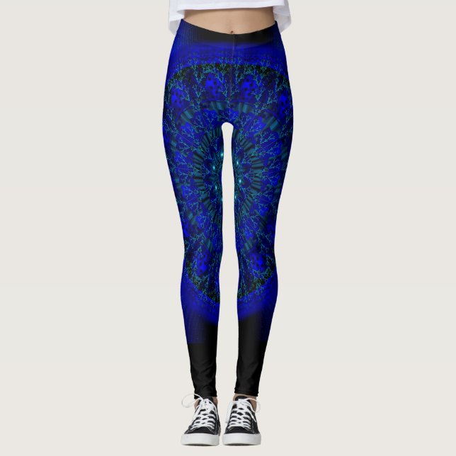 Leggings Leggencias de Mandala azul profundo (Anverso)