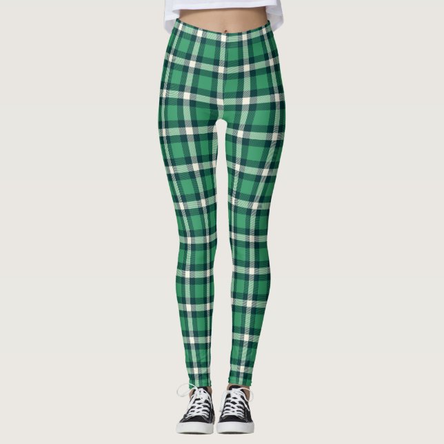 Leggings Leggencias de mujeres verdes/blancas cubiertas (Anverso)