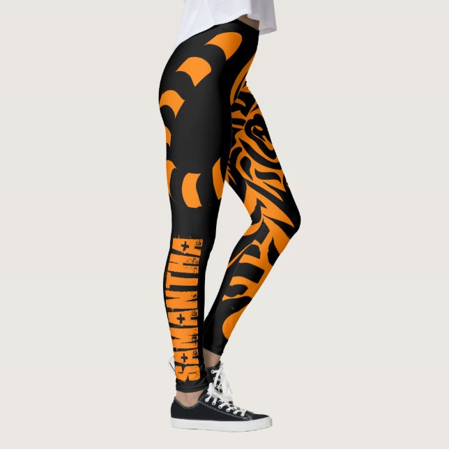 Leggings Leggencias de nombres personalizados Naranjas y ne (Derecha)