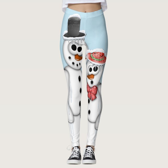 Leggings Leggencias de parejas de Snowman (Anverso)