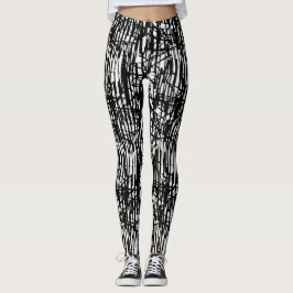 Leggings Leggencias de patrón de grunge blanco negro de mod