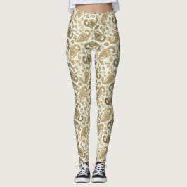Leggings Leggencias de patrón de paisley beige-marrón