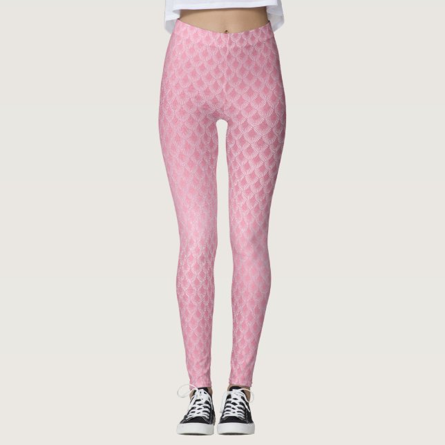 Leggings Leggencias de patrones de escala rosada (Anverso)