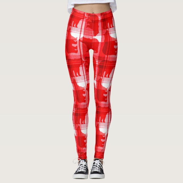 Leggings Leggencias de patrones de osos rojizos (Anverso)