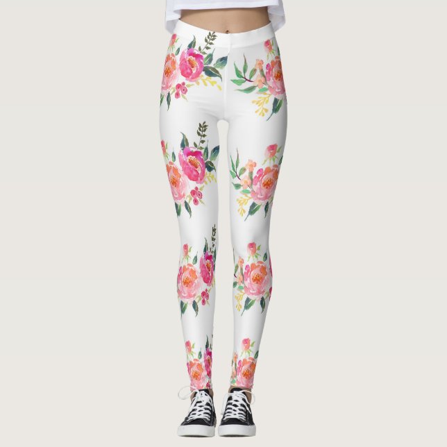 Leggings Leggencias de peonía rosada (Anverso)