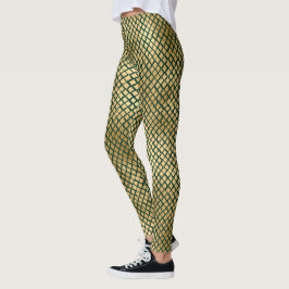 Leggings Leggencias de piel verde esmeralda y dorada