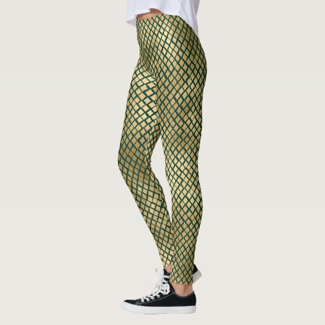 Leggings Leggencias de piel verde esmeralda y dorada (Izquierda)