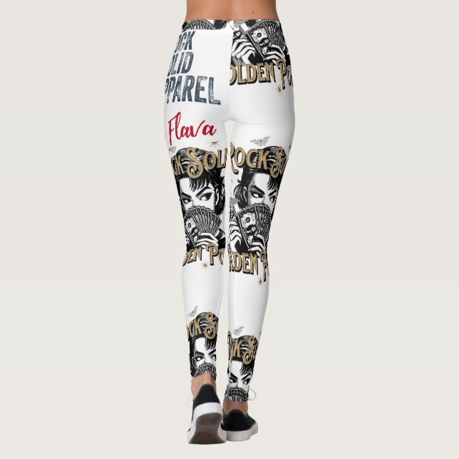 Leggings Leggencias de poder dorado para mujeres (Reverso)