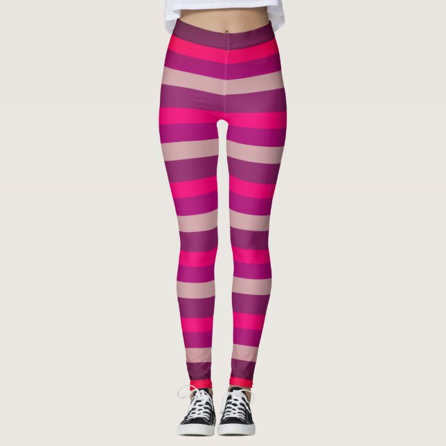 Leggings Leggencias de rayas rosadas y moradas (Anverso)