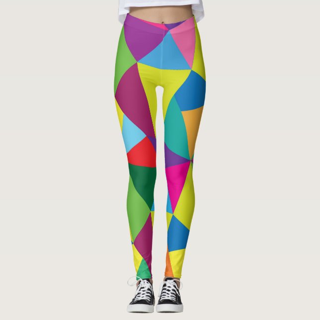 Leggings Leggencias de resumen geométrico brillante feliz (Anverso)