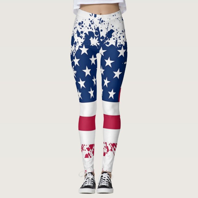 Leggings Leggencias de verano de la bandera estadounidense (Anverso)