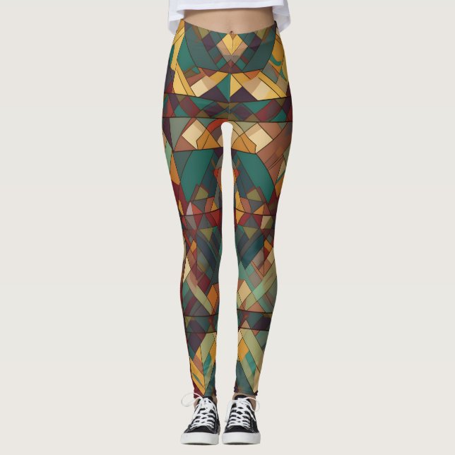 Leggings Leggencias de vidrio teñido geométrico (Anverso)