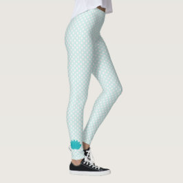 Leggings Leggencias de yoga del punto Aqua Lotus Polka