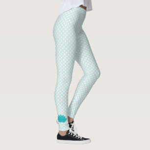 Leggings Leggencias de yoga del punto Aqua Lotus Polka