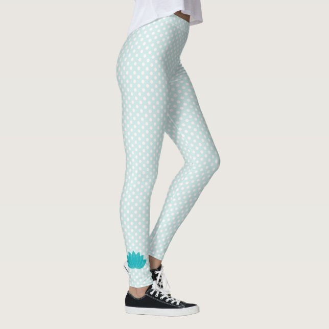 Leggings Leggencias de yoga del punto Aqua Lotus Polka (Derecha)