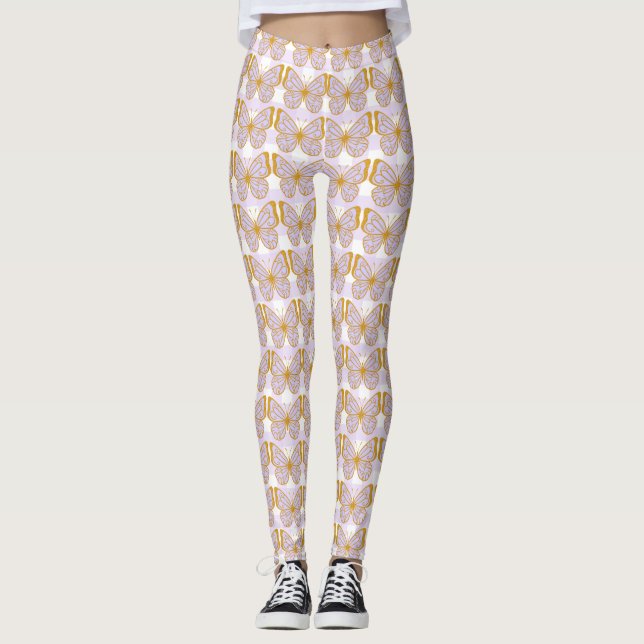 Leggings Leggencias del Diseñador Purple Gingham Gold Butte (Anverso)