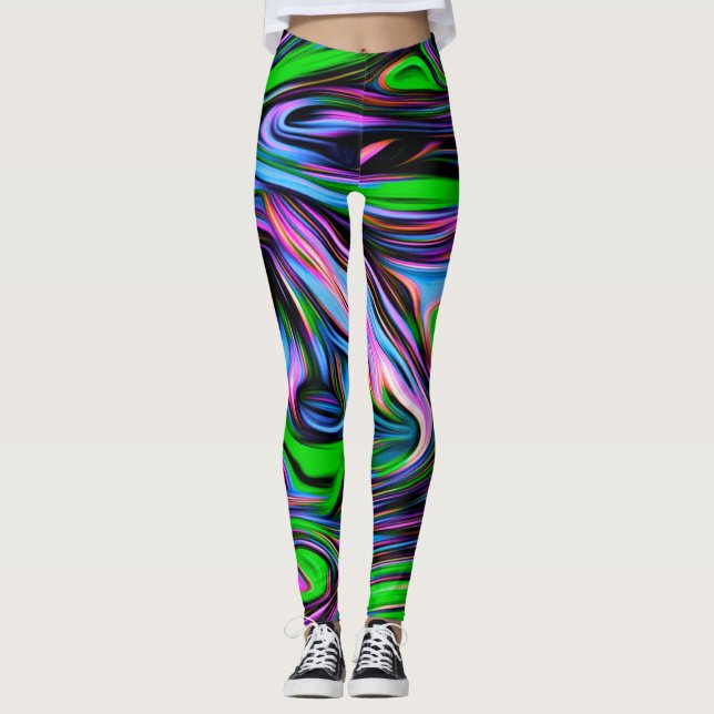 Leggings Leggencias del modelo de diseño de Neon Swirl (Anverso)