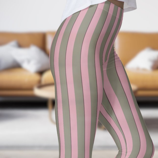 Leggings Leggencias del patrón clásico de tiras de cordón y (Classic Corsilk and Pink Strip Pattern Leggings)