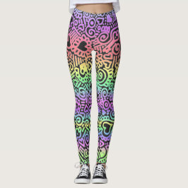 Leggings Leggencias del patrón de dibujos de cartón pastel