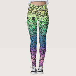 Leggings Leggencias del patrón de dibujos de cartón pastel