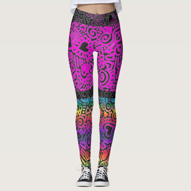 Leggings Leggencias del patrón de Doodle (Anverso)