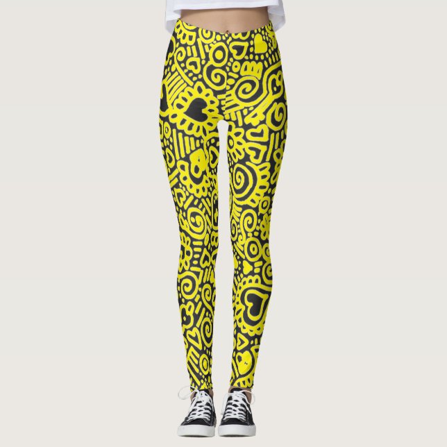 Leggings Leggencias del patrón de Doodle (Anverso)