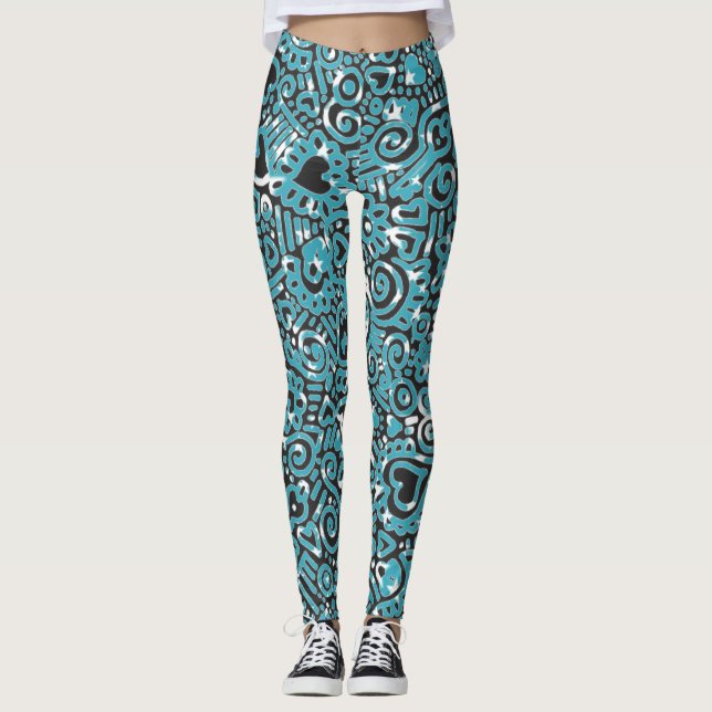 Leggings Leggencias del patrón de Doodle (Anverso)