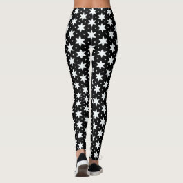 Leggings Leggencias del patrón de estrella blanca y negra