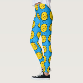 Leggings Leggencias del patrón de la cara del sol sonriente