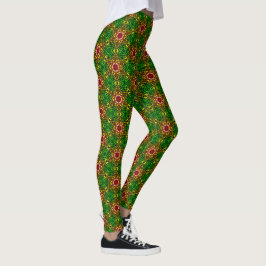 Leggings Leggencias del patrón de mosaico verde y rojo del 