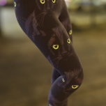 Leggings Leggencias del patrón de ojos verdes para gato neg<br><div class="desc">Un gato negro con ojos verdes. Obra de arte basada en mi gato negro que amo profundamente</div>