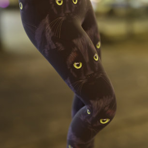 Leggings Leggencias del patrón de ojos verdes para gato neg