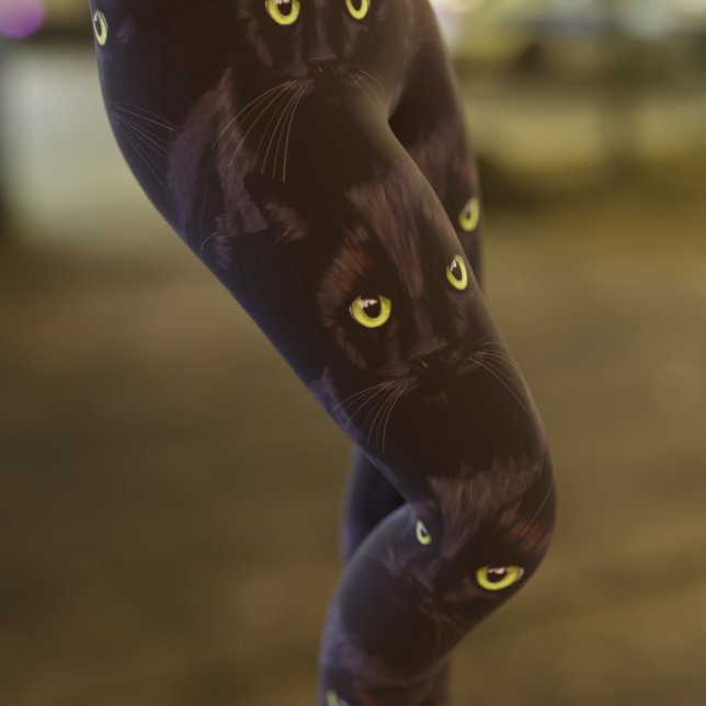 Leggings Leggencias del patrón de ojos verdes para gato neg (Subido por el creador)