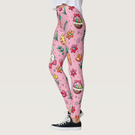 Leggings Leggencias del patrón suave rosado de Pascua