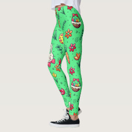 Leggings Leggencias del patrón verde claro de Pascua