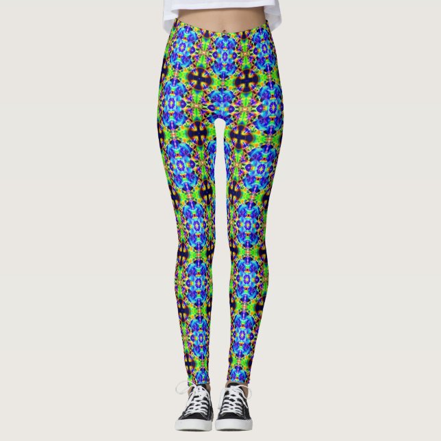 Leggings Leggencias del portal de luz fractal de neón cósmi (Anverso)