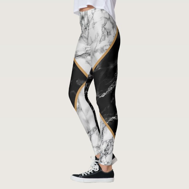 Leggings Leggencias en blanco y negro con diseño de mármol (Izquierda)