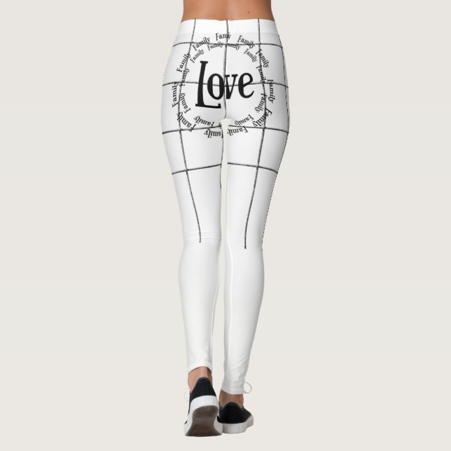 Leggings Leggencias familiares de amor negro blancas (Reverso)