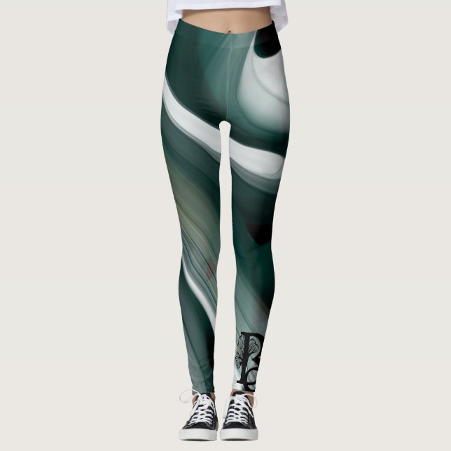Leggings Leggencias Fitness Resumen Arte Esmeralda Verde (Anverso)