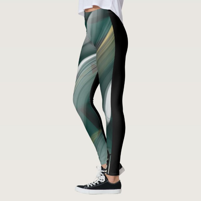 Leggings Leggencias Fitness Resumen Arte Esmeralda Verde (Izquierda)