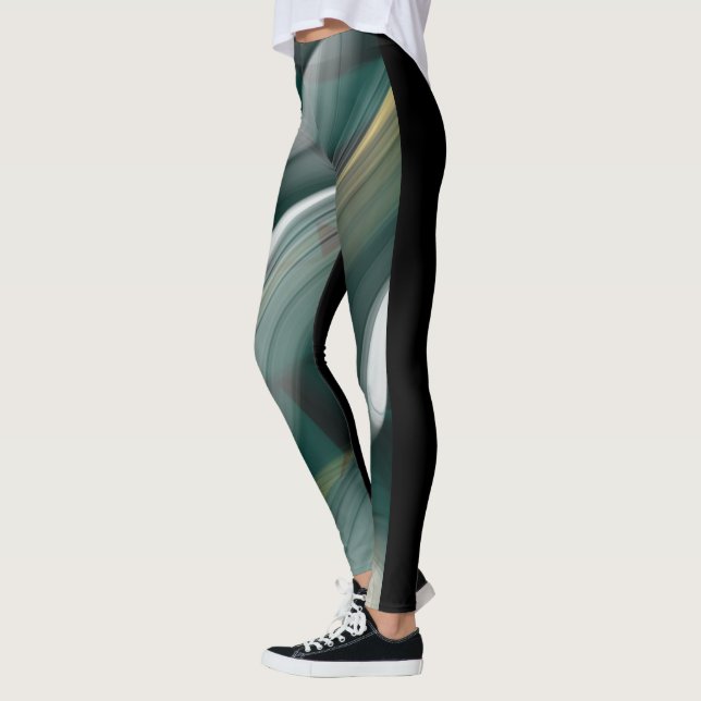 Leggings Leggencias Fitness Resumen Arte Esmeralda Verde (Izquierda)