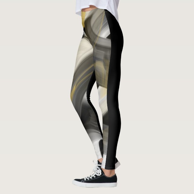 Leggings Leggencias Fitness Resumen Arte Oro Blanco Negro (Izquierda)