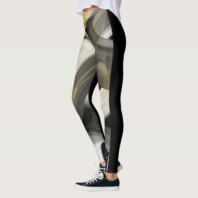 Leggings Leggencias Fitness Resumen Arte Oro Blanco Negro (Izquierda)