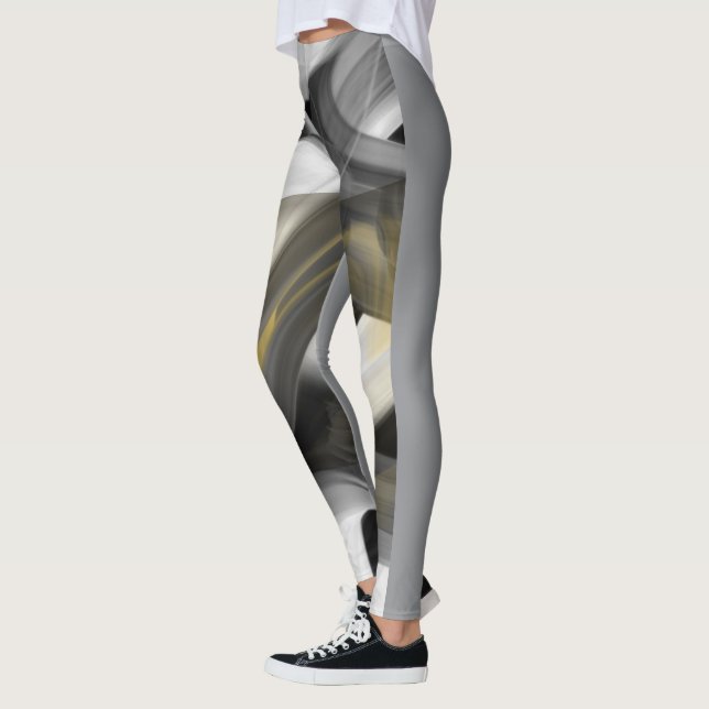 Leggings Leggencias Fitness Resumen Arte Oro Blanco Negro (Izquierda)