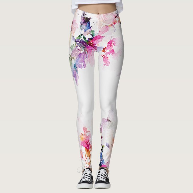 Leggings Leggencias florales de color de agua (Anverso)