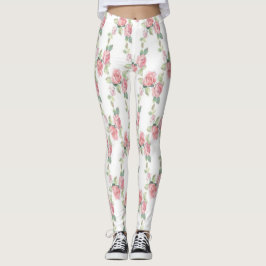 Leggings Leggencias florales de rosa rosa rosada Shabby Chi