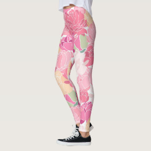 Leggings Leggencias florales rosadas y amarillas