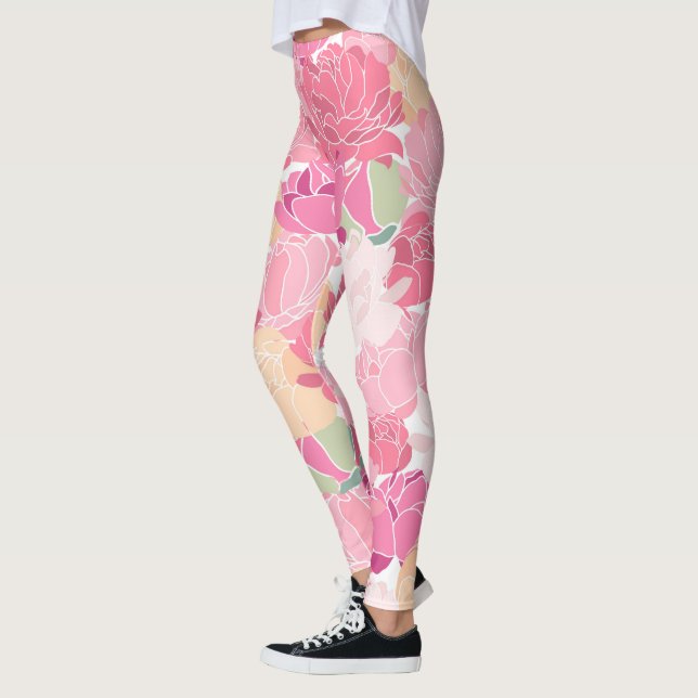 Leggings Leggencias florales rosadas y amarillas (Izquierda)